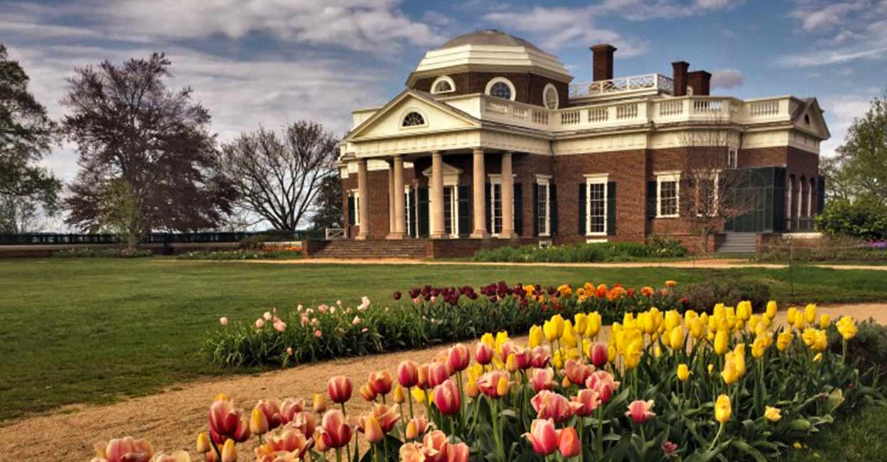 Monticello in US's Virginia state is the exquisite estate of America's third President Thomas Jefferson. This is the west-side lawn of the building. Photo: monticello.org