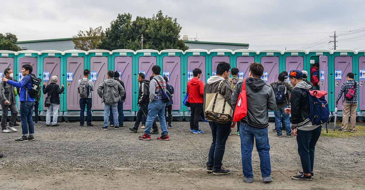 Shuttle passengers pay 4,950 yen ($32.76) to visit nine distinct toilets, including one with clear walls that turn opaque when users enter and another operated by voice commands. Photo: iStock/bluesky85