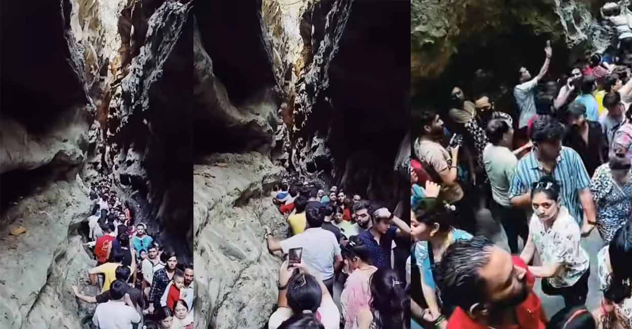 The crowded Gucchu Pani cave of Uttarakhand. Photo: Screengrab/Instagam