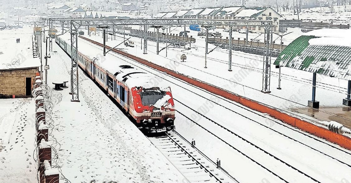A snowy Banihal railway station. Photo: Special Arrangement