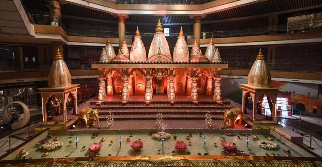 A recreation of Varanasi ghats on Dev Deepavali