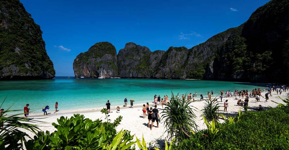 Tourists visit Maya bay after Thailand reopened its world-famous beach after closing it for more than three years to allow its ecosystem to recover from the impact of overtourism, at Krabi province. Photo: Reuters