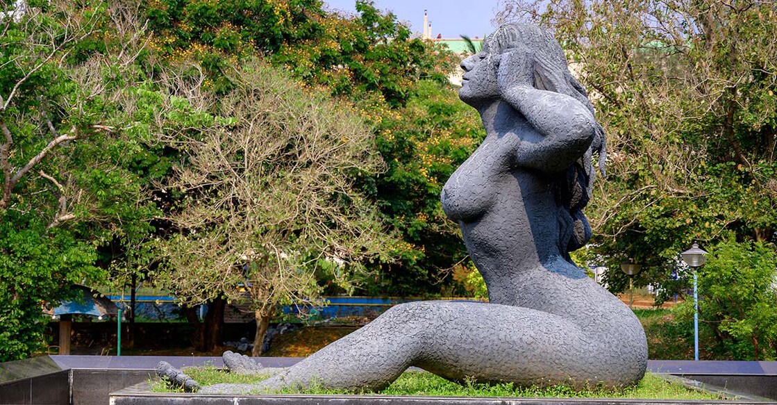 The iconic ‘Yakshi’ statue in Malampuzha. Photo: Shutterstock/kv naushad