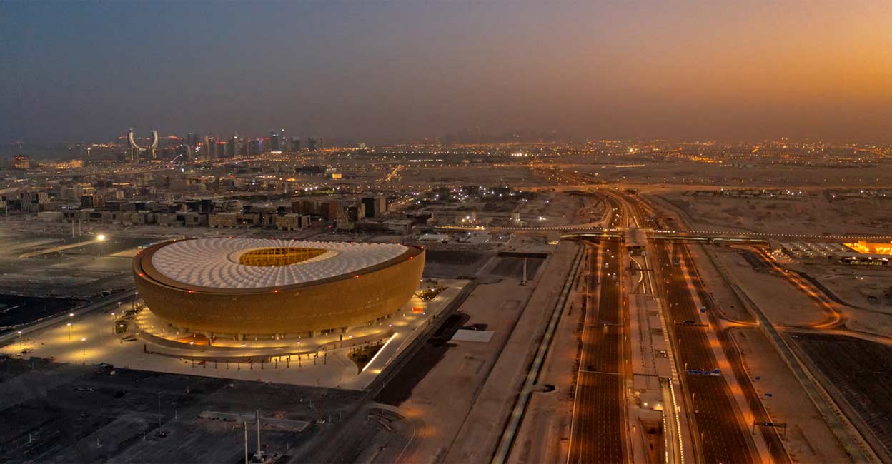 Lusail stadium This handout photo provided by Qatar's Supreme Committee for Delivery and Legacy on September 12, 2022 shows an aerial view of Lusail stadium in the Qatari capital Doha. Photo: AFP/Qatar's Supreme Committee for Delivery and Legacy