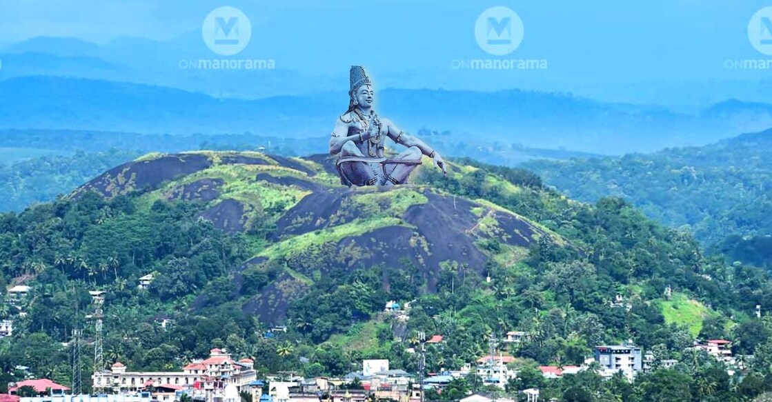 Graphical representation of the proposed Lord Ayyappa sculpture at Pathanamthitta's Chuttipara hill. (Image not to scale). Photo: Onmanorama