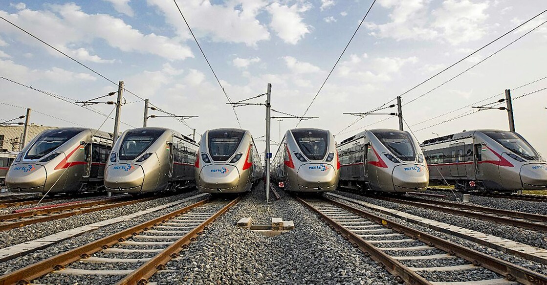 Trains halt at the Sahibabad RAPIDX station ahead of the inauguration of a priority section of the Delhi-Meerut Regional Rapid Transit System (RRTS), in Ghaziabad. The priority section of RRTS between Duhai and Sahibabad, covering 17 kms, is scheduled to be inaugurated on Oct. 20 by Prime Minister Narendra Modi. Photo: PTI