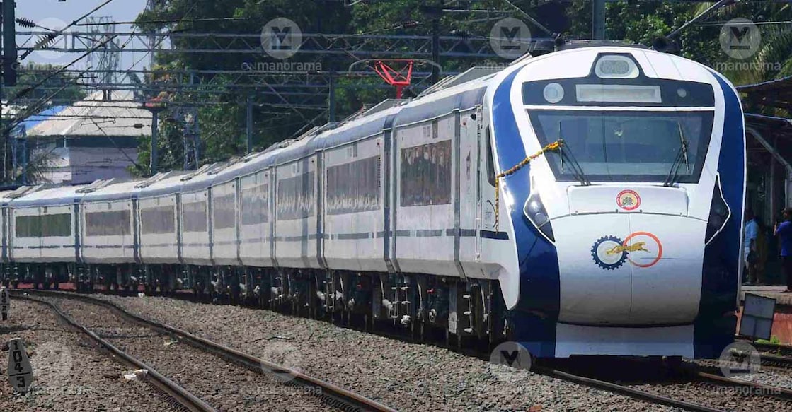 When the rakes for Kerala's first Vande Bharat Express reached Ernakulam Town (also known as Ernakulam North, code: ERN) Railway Station on April 14. Photo: Manorama/Robert Vinod 