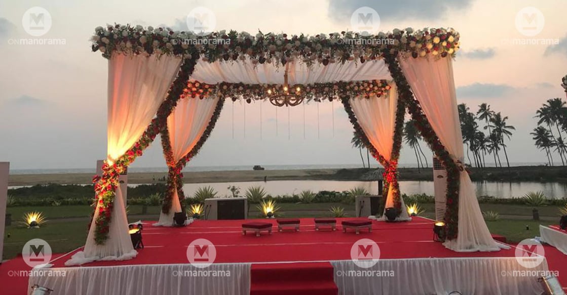 A vivaha mandapa (wedding pavilion) set at Bekal. Photo: Clapout events, Kasaragod