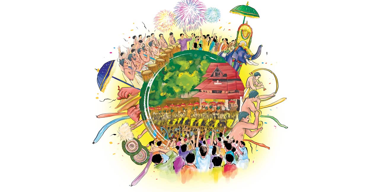 thrissur-pooram A Thrissur Pooram illustration by Manorama