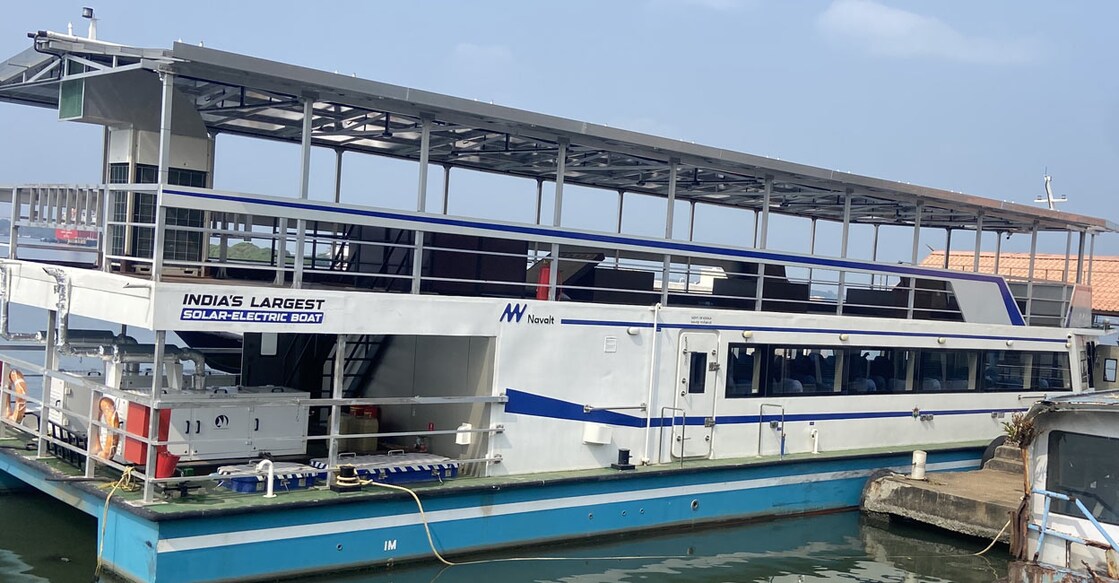 The cruise vessel, which can accommodate 100 passengers, has a specially-made “open-spaced” upper deck where the tourists can enjoy the alluring sceneries of the backwaters. Photo: Krishna Kumar KE
