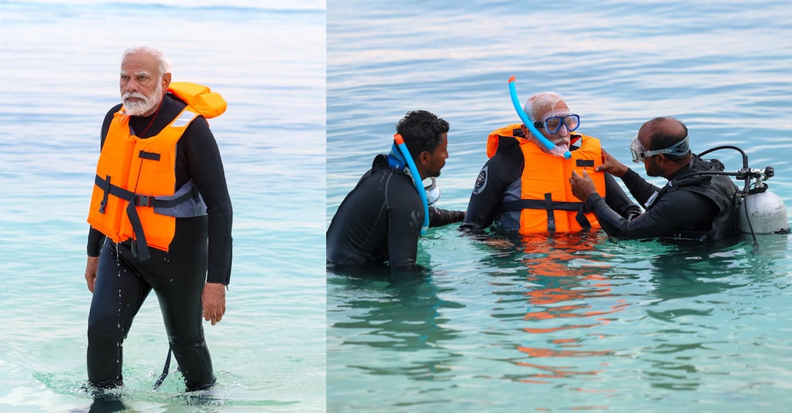 modi-snorkelling Prime Minister Narendra Modi tries snorkelling during his visit to Lakshadweep. Photo: Instagram/@narendramodi