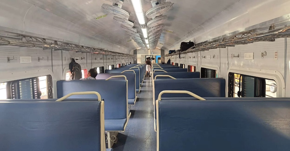 The passengers pointed out that the train's old coaches had seats with footrests and handrests. Photo: Manorama