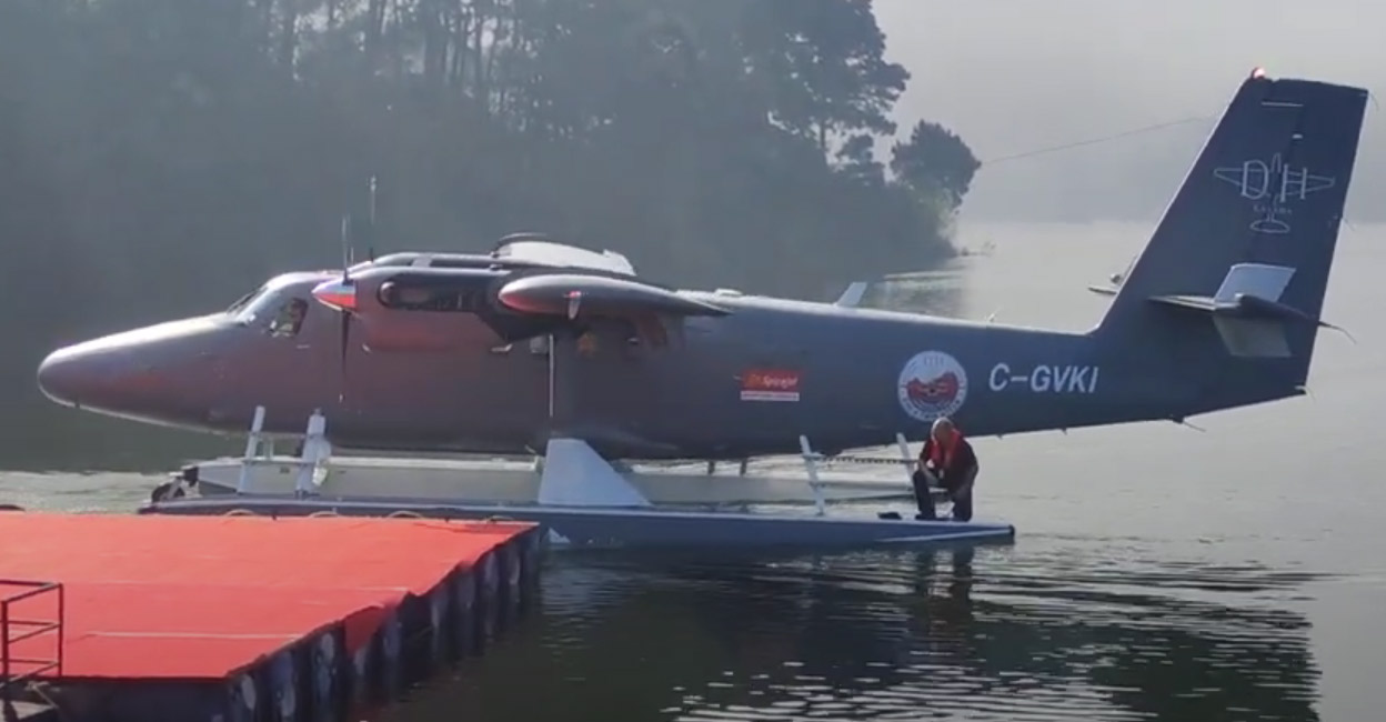 Seaplane demonstration at Umiam Lake in Meghalaya. Photo: Youtube screengrab/@Meghalaya Monitor