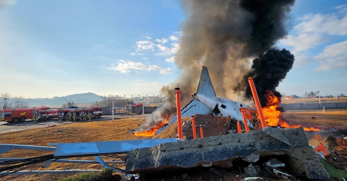SOUTHKOREA-CRASH The only two survivors identified as of now are flight attendants. Photo: Reuters
