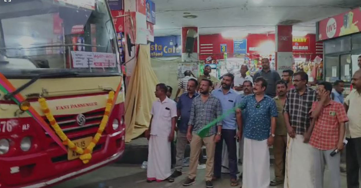  A M Ariff MP flagged off the Alappuzha-Cumbum service on Sunday morning in Alappuzha. Photo: Special Arrangement