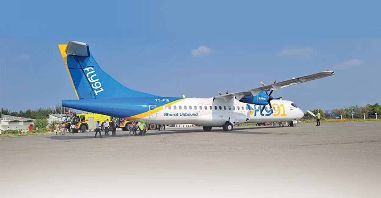  The maiden flight of the airways took off from the Manohar International Airport at 7.55 am for the Kempegowda International Airport in Bengaluru on March 18. Photo: Special Arrangement