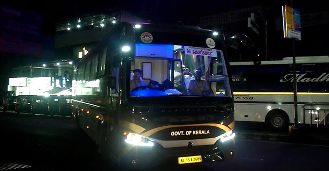 The tickets for the debut journey of the Navakerala bus were sold out within hours. Photo: Manorama News