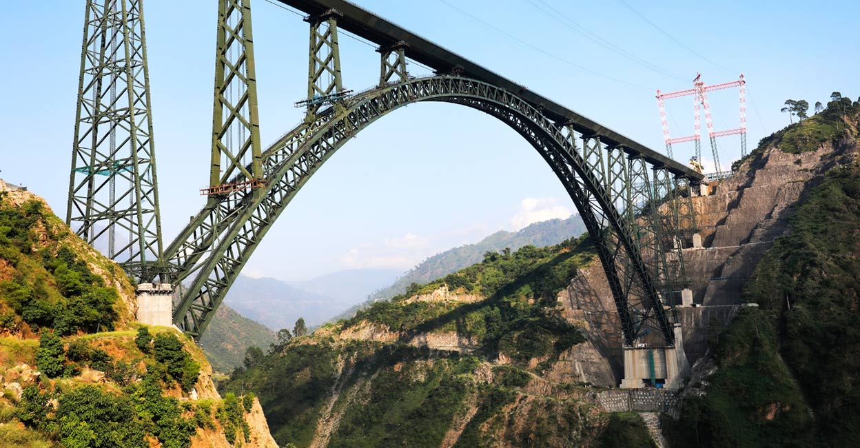 bridge A trial run was conducted on a 46-km-long electrified line section between Sangaldan in Ramban district and Reasi at a speed of 40 kmph. Photo: Shutterstock/JS Creatives