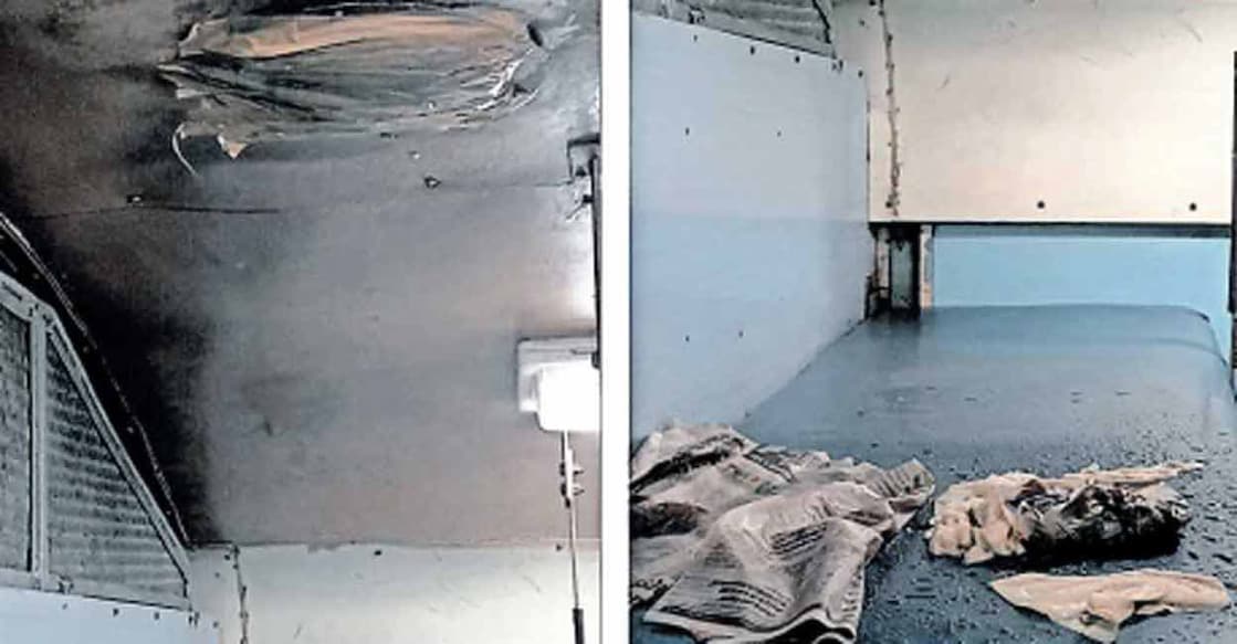 The leakage on the Mumbai ALT – Kochuveli Super Fast Express during the rain. Photo: Special Arrangement