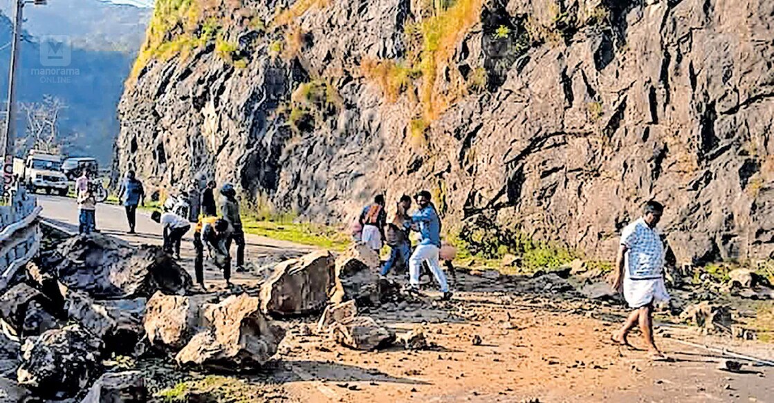  The boulder had slid around 200 metres downhill before falling off. Photo: Manorama