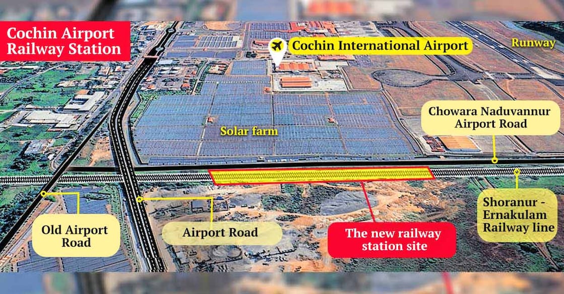The updated blueprint proposes a new location for the station near the solar farm under Cochin International Airport Limited (CIAL). Photo: Manorama
