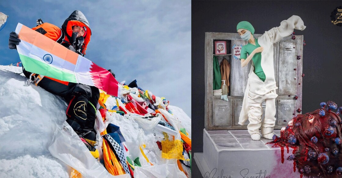 Safrina Latheef (left) and a cake by Safrina. Photo: Instagram/@@zafrin_sugartales