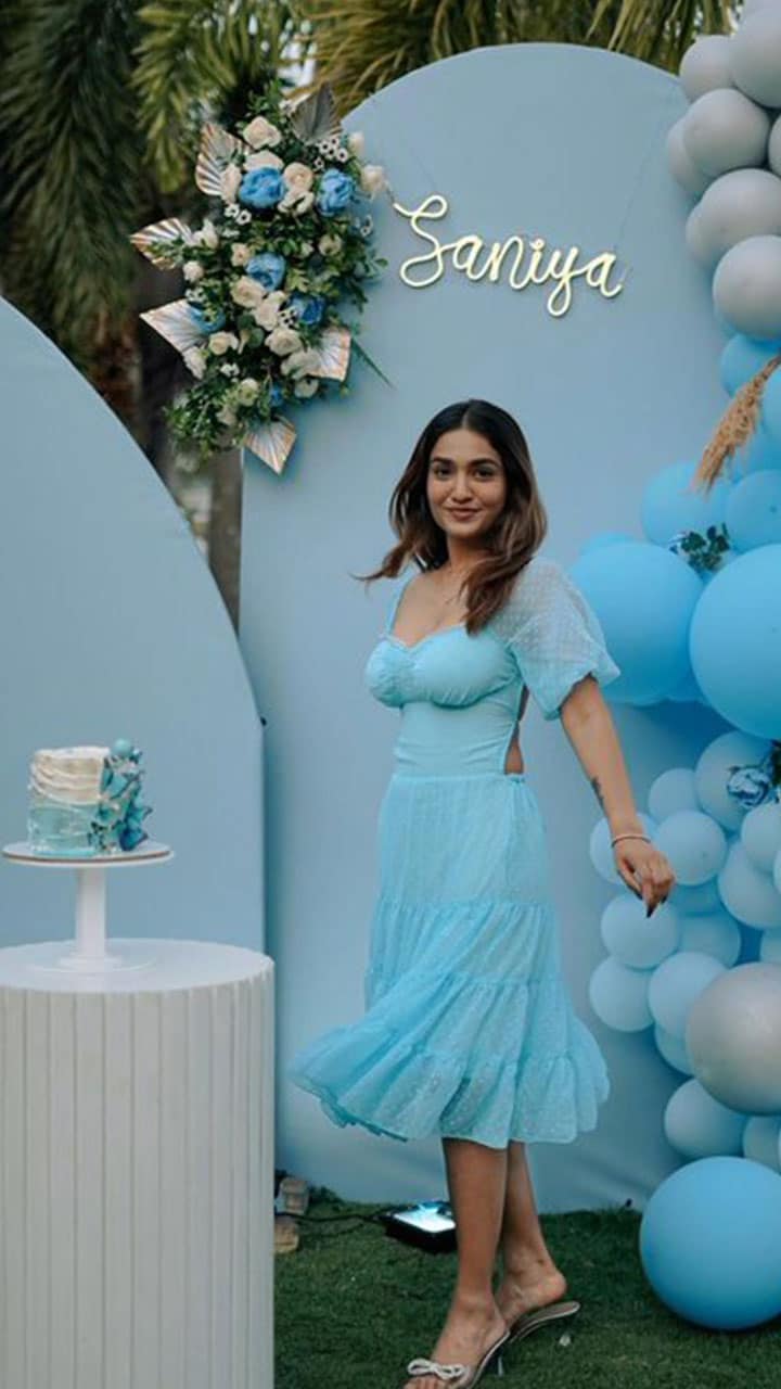The actor wore a sky blue dress on her 21st birthday that made her skin glow.