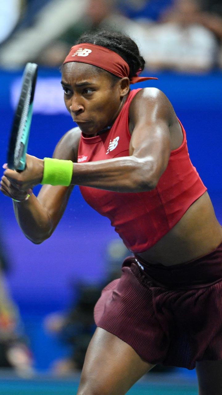 Coco Gauff makes a return in the final. Photo: AFP/Angela Weiss