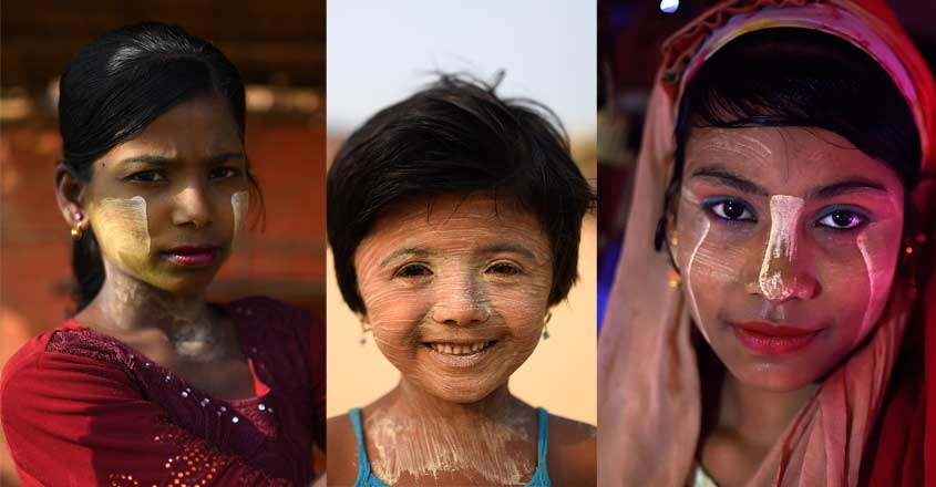 Wearing tradition, thanaka paste in a Rohingya camp
