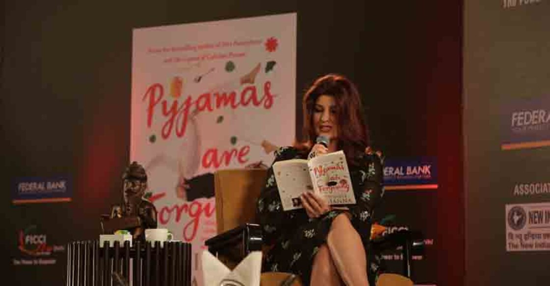 Twinkle during the launch of her third book titled 'Pyjamas are forgiving.' Organised by YFLO Delhi, the event was moderated by renowned journalist Barkha Dutt | Photo: IANS